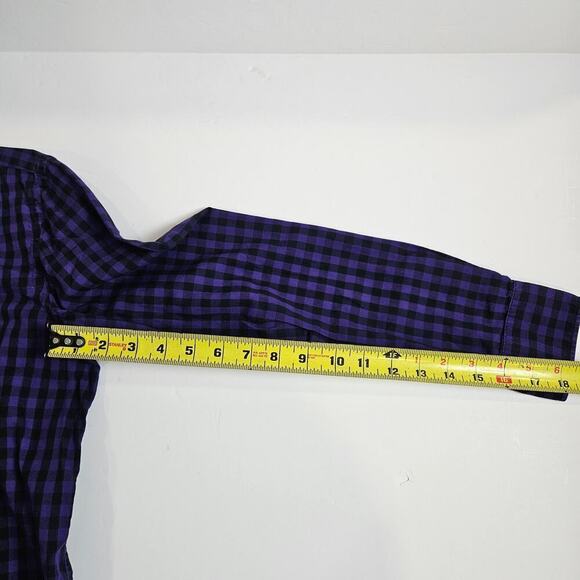 Lauren Ralph Lauren Purple and Black Gingham Checked Button Up Gold Crested M - Picture 6 of 7